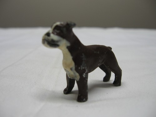 Vintage Japan Hand Painted Cast Metal Dog - Boxer