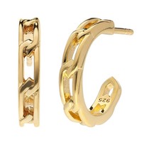 Trendor Schmuck Damen-Ohrringe 925 Silber Goldplattiert Halbcreolen 41575