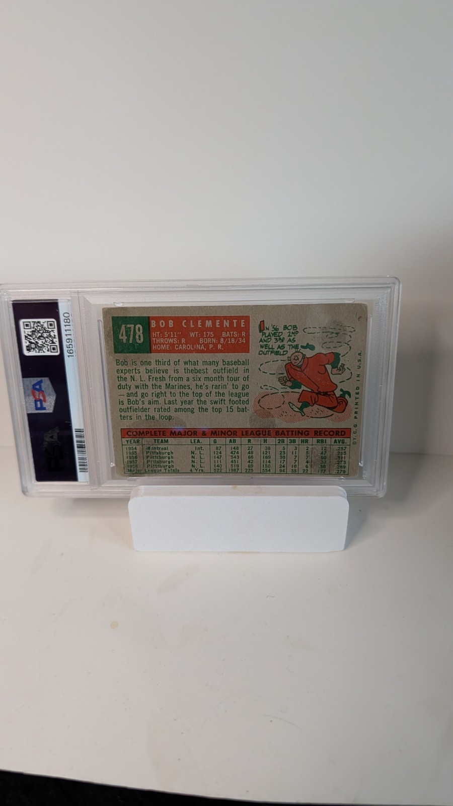 1959 Topps - Roberto Clemente #478 Bob on Card Pirates PSA 2 view 2