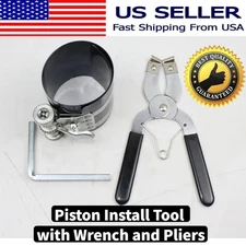 Piston Ring Compressor Professional Piston Install Tool with Wrench and Pliers🔥