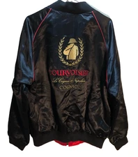 Courvoisier Cognac Napoleon Red Black Vintage Reversible Zip Satin Jacket 2XL