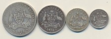 Australia: 1916 KGV Threepence to Florin 3d, 6d, 1/-, 2/- Silver 4 Coin Set