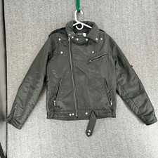 Vortexx Men Black Nylon Asymmetrical Biker Jacket POW MIA Patch Made in USA XL