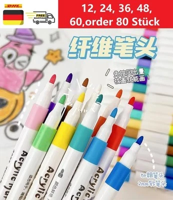 BRANDED Acrylstifte für Steine Wasserfest 12/80 Farben Marker Stifte zum Steine Bemalen