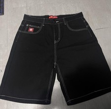 JNCO Shorts Pitbull Black Denim White Stitching Brand New 32x32 Y2K 90s Skater