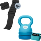 Black Weights Set & Blue Kettlebell Bundle for Home Gym Fitness