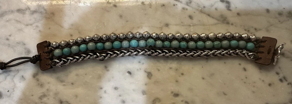 Lucky бренд браслет бирюза и серебро стиль бисер винтажный - Изображение 2 из 4