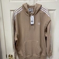 Adidas Originals Women's Adicolor Classics Oversized Hoodie Beige Brown Medium