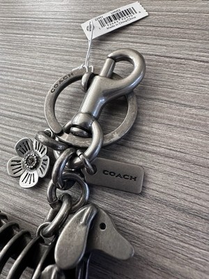 New Coach Puzzle Metal Dog dachshund W/ Tea Rose Bag Charm