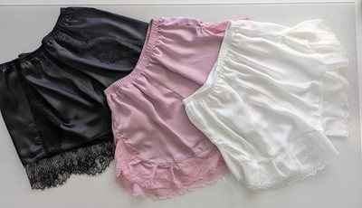 SET of 5  Women Satin silk Sleep  Boxer Shorts Pants Panties Lace  One size