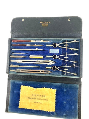 Vintage Dietzgen Compass Set Complete Set In Original Lined Box