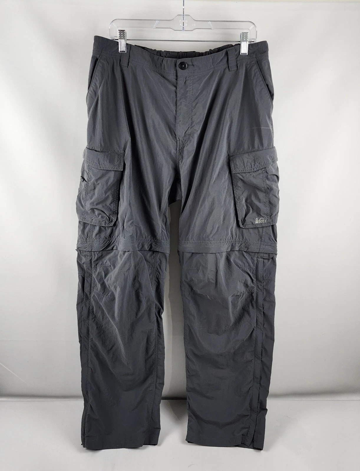 REI Coop Pants Mens XL-32L Gray Sahara Convertible Cargo Hiking Pants 861660