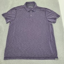 Eddie Bauer Mens Shirt XL Blue Short Sleeve Polo Active Fit
