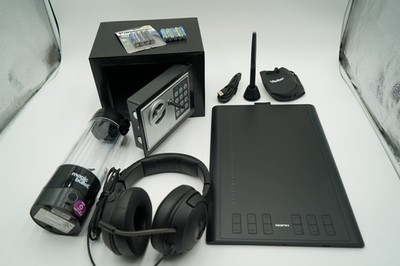 Electronics & Home Bundle   Huion Drawing Tablet, Digital Safe, Headphones