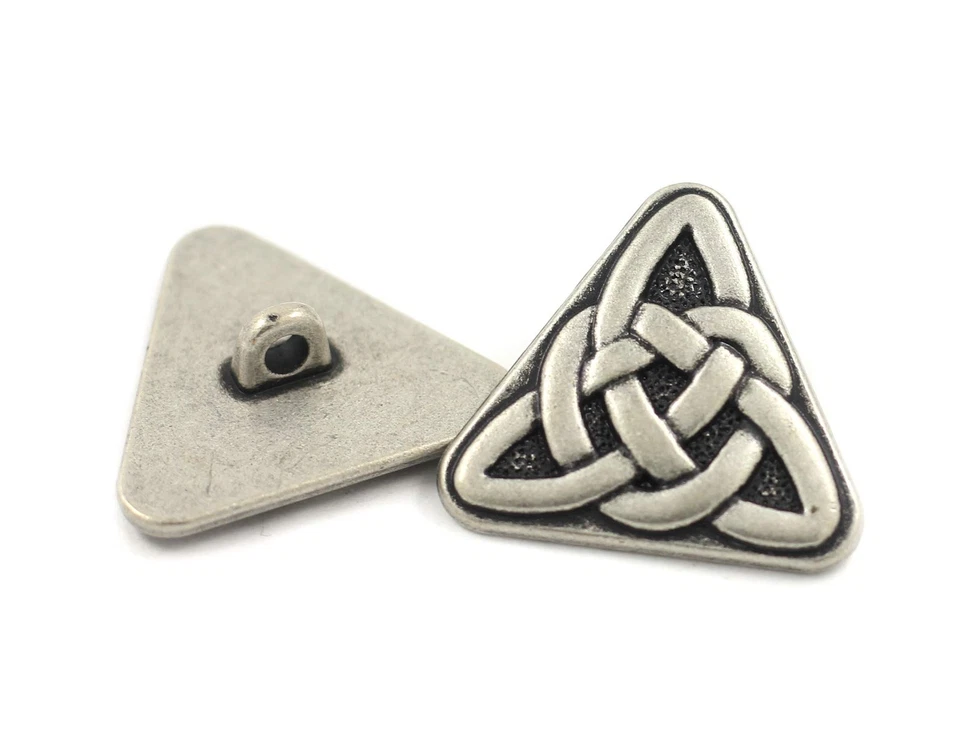 10 Pieces Triangle Celtic Sister Knot Metal Shank Buttons. 25mm (1 inch) (Ant... - Image 3 of 4