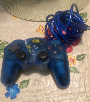 MADCATZ DUAL FORCE 2 PRO PLAYSTATION PS2 WIRED GAME CONTROLLER CLEAR BLUE