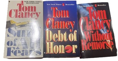 Lot Of  3 by Tom Clancy Without Remorse Debt Of Honor Sum Of All Fears Paperback