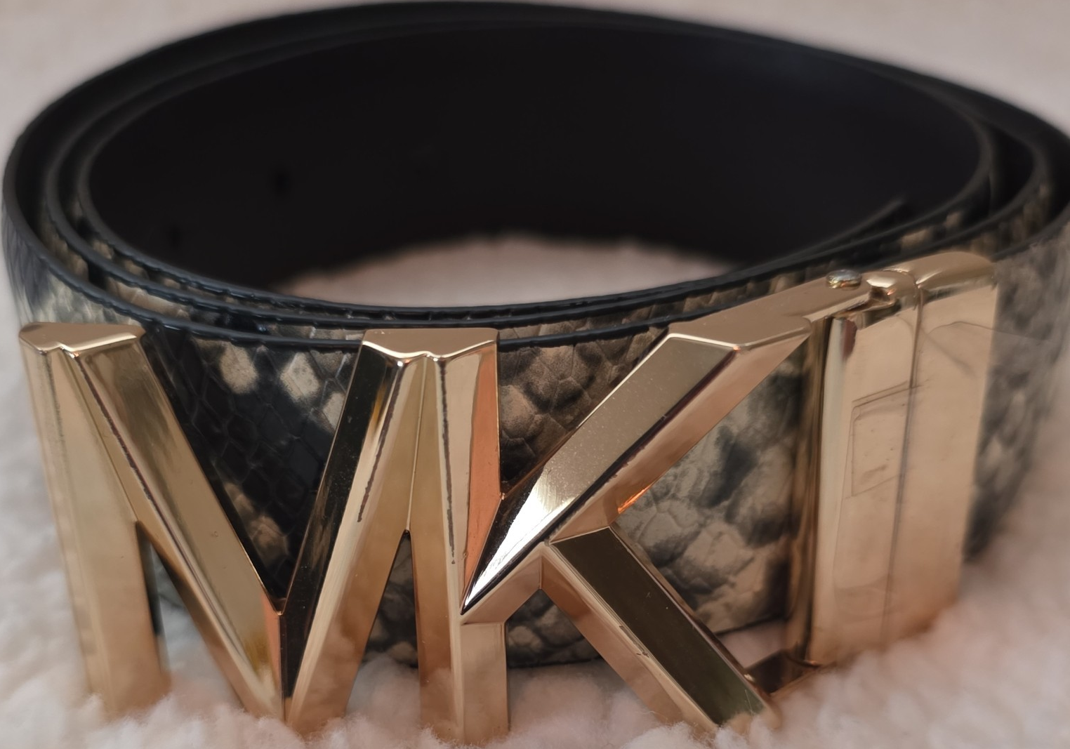 Brand New Michael Kors Genuine Leather Snakeskin Print Belt Sparkly Logo Buckle Michael Kors Python Belt New | Mercari main image 4