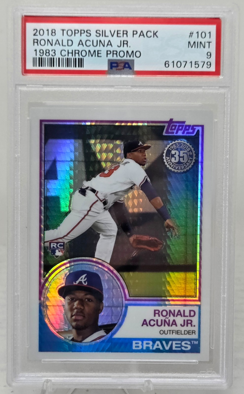 2018 Topps Chrome 1983 Refractive RONALD ACUNA JR RC CARD PSA 9 MINT