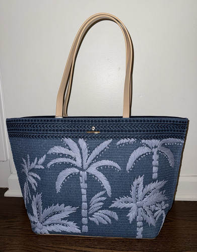 Spartina 449 Large Blue Palm Tree Beach Tote
