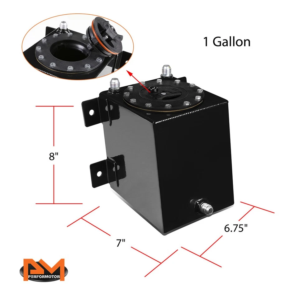1 galón de alimentación inferior ligero aluminio pila de combustible/tanque de gas + tapa recubierta de negro Foto 3 de 4