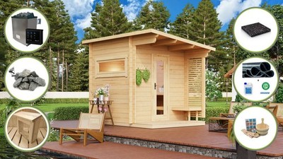 Saunahaus Gartensauna Sauna RAUMA 3 300x228cm 40mm +SPARSET MIT OFEN / AM LAGER+