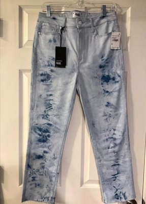 NWT PAIGE Hoxton Slim Crop High-Rise Tie-Dye Jeans size 30