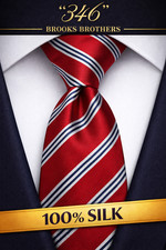 Brooks Brothers 346 Silk Tie Mens Red White Blue Striped Made In USA Classic