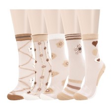 Benefeet Sox Sheer Mesh Socks Women Fashion One Size, 5 Pack-floral-khaki