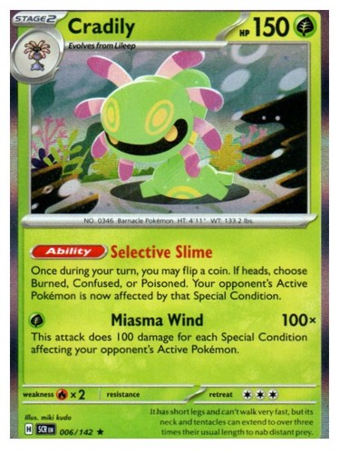 Cradily 006/142 Rare Stellar Crown Pokemon Holo Near Mint