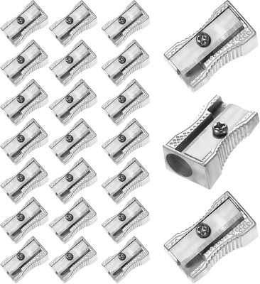 24 Pcs Pencil Sharpener Handheld Metal Mini Pencil Sharpeners Single Hole Rectan