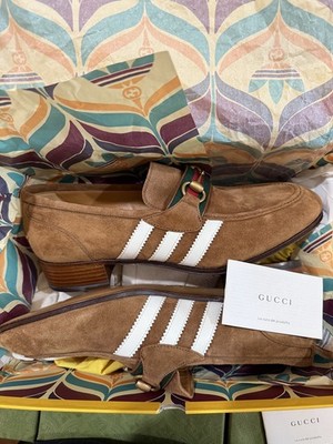 GUCCI x Adidas Mens Brown Suede Horsebit Loafers Size US 8.5 | eBay
