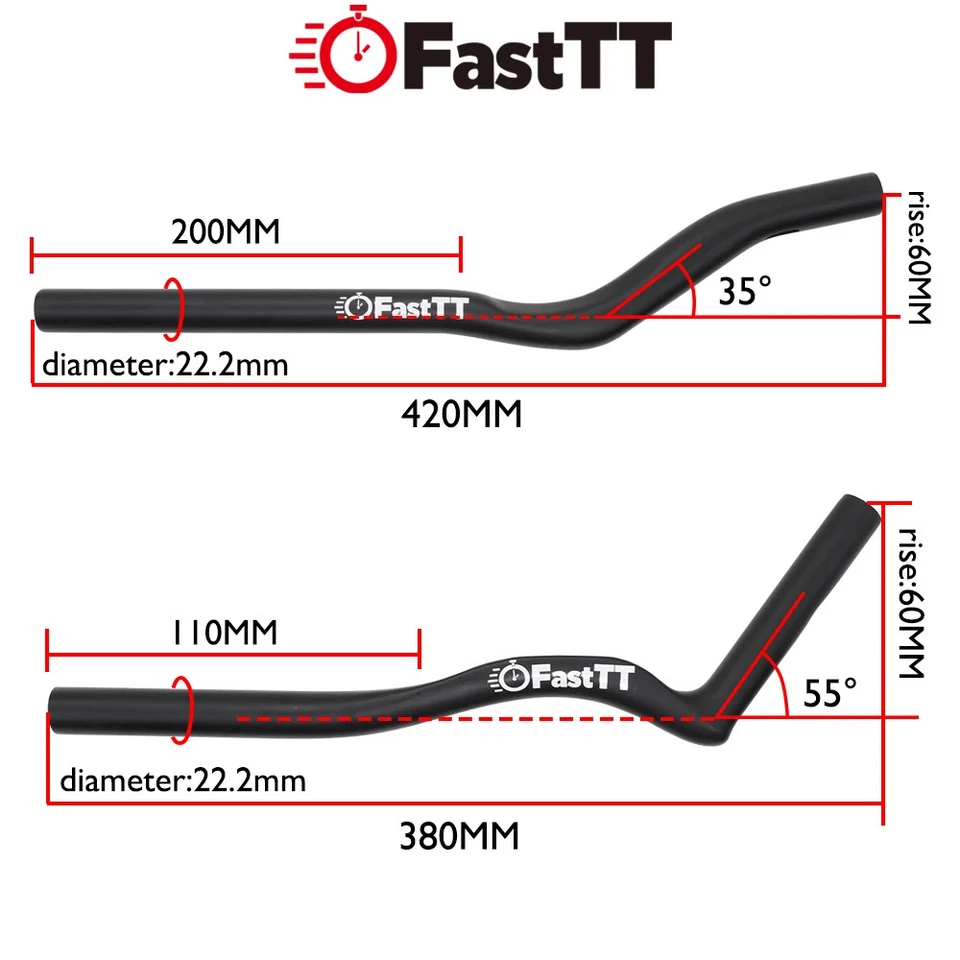 Manillar completo de fibra de carbono para bicicleta de carretera triatlón contrarreloj TT manillar 35°/55° Foto 3 de 4