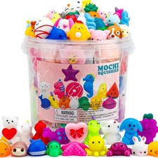 Mochi Squishy Toys 100 Pack, Kids Party Favors, Classroom Gifts, Bulk Prizes
