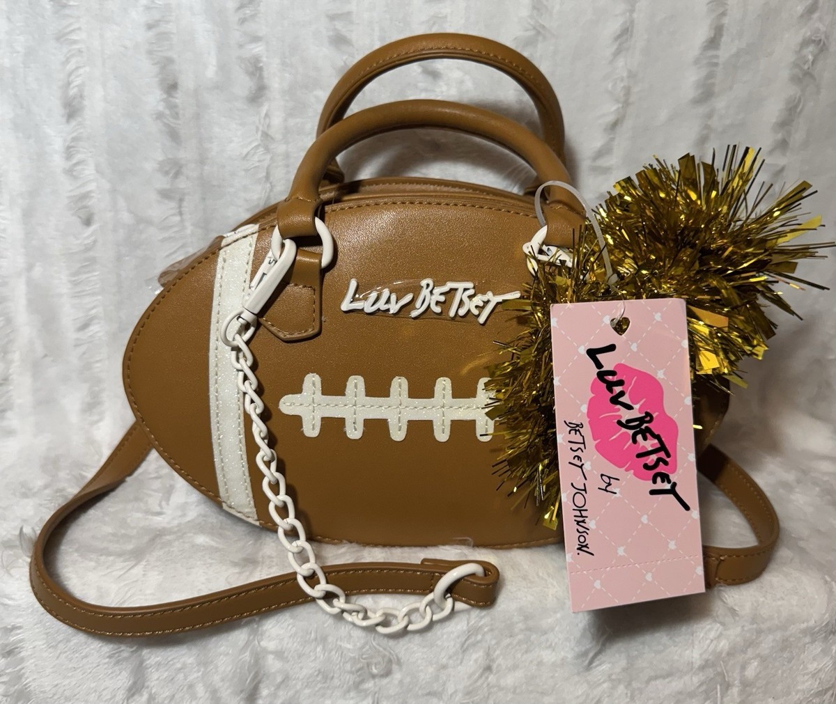 Betsey Johnson Brown Gold Pom Pom 