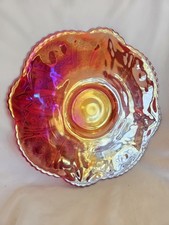 Vintage INDIANA GLASS Heirloom Iridescent Sunset Carnival 12" CAKE PLATE Platter