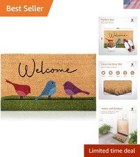 Colorful Birds Coir Door Mat - 17"x29" Anti-Slip Welcome Mat for Entryway
