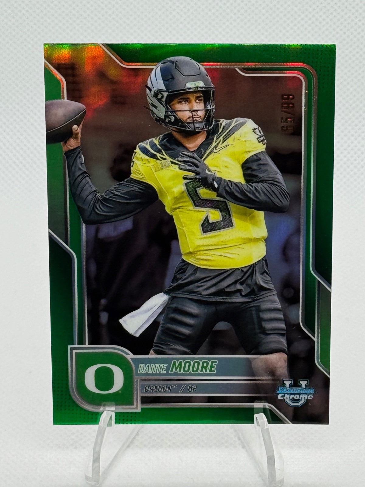 Dante Moore 2025 Bowman Chrome U #137 TRUE GREEN Refractor /99 COLOR MATCH Ducks