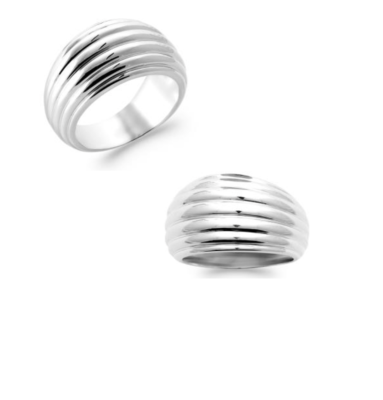 Bague En Argent Massif Multi-rangs - Taille 51, Occasion, Couleur Argenté