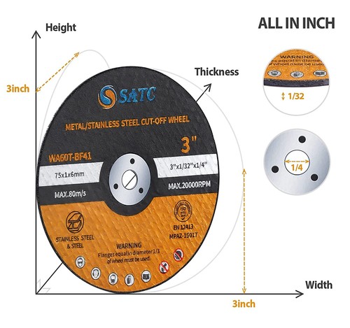 25PCS Cut Off Wheels 3"x1/32"x3/8" Ultra Thin Die Grinder Metal Cutting Discs - Picture 3 of 12
