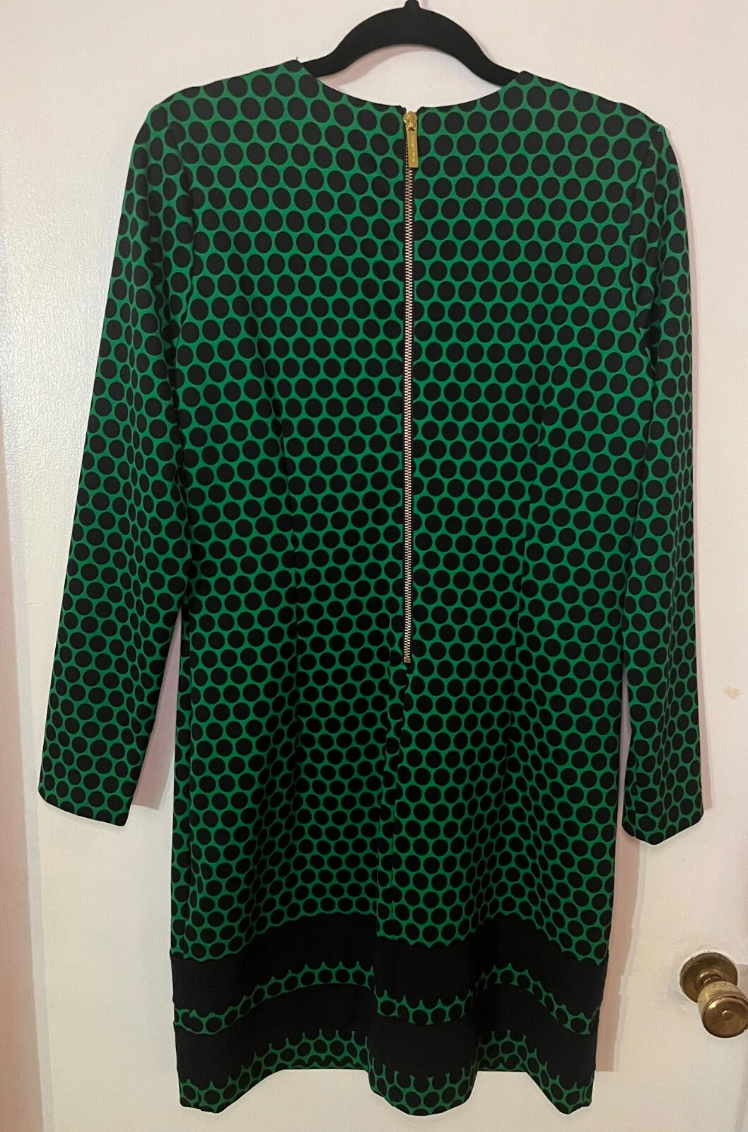 Abito subacqueo Michael Kors verde e blu navy a pois maniche lunghe taglia 10