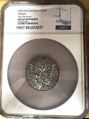 Medusa The Great Greek Mythology 2oz MS69 Antiqued 2023 NGC FR