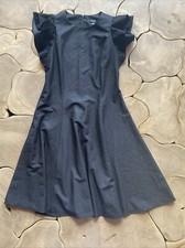 Chaps Women’s Dress Size 6 Dark Denim Ruffle Sleeve Knee Length Back Zip Up