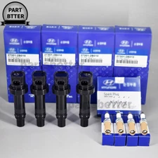4x OEM 27301-2B010 Ignition Coils & 4x Spark Plug For Kia Rio Soul Hyundai UF636
