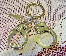 Mini Working HAND CUFF Handcuffs Keychain Keyring WITH Keys