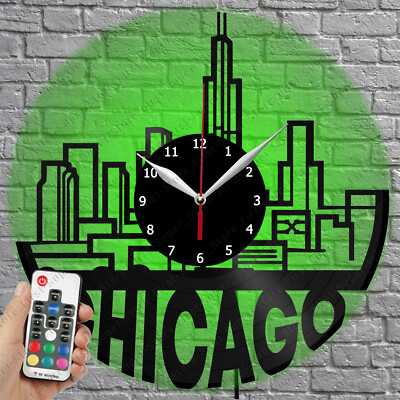 LED Clock Chicago Vinyl Record Wall Clock Led Light Wall Clock 4325