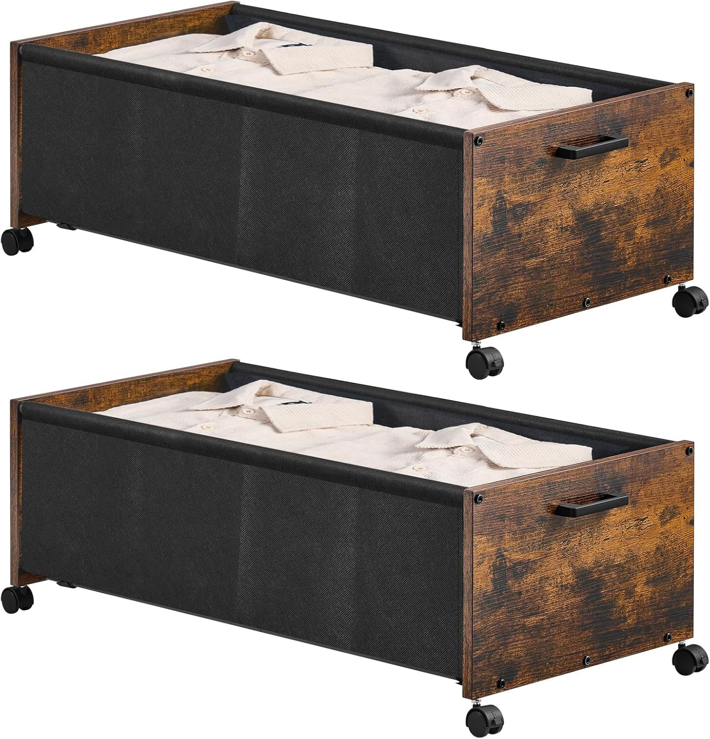 Under Bed Storage with Wheels, XXL Size, under Bed Drawers Heavy Duty, Wooden un