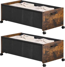 Under Bed Storage with Wheels, XXL Size, under Bed Drawers Heavy Duty, Wooden un