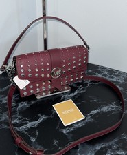 Michael Kors Greenwich Medium Convertible Shoulder Leather Bag Merlot Red -new-