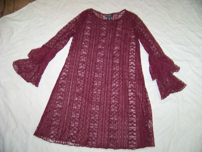 Wrangler Retro Sheer Lace Cover-Up Dress - No Lining - M - Burgundy Wine | eBay Wrangler Retro Sheer Lace Cover-Up Dress - No Lining - M - Burgundy Wine | eBay